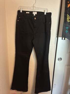 River Island Denim Specialist Black Flare Jeans, Size 16